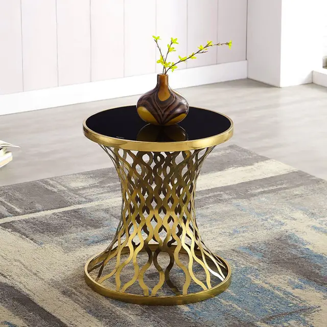 Gold Side Premium Cylender Side Table