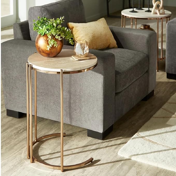 Handmade Set of 2 Gold Nesting Side Tables