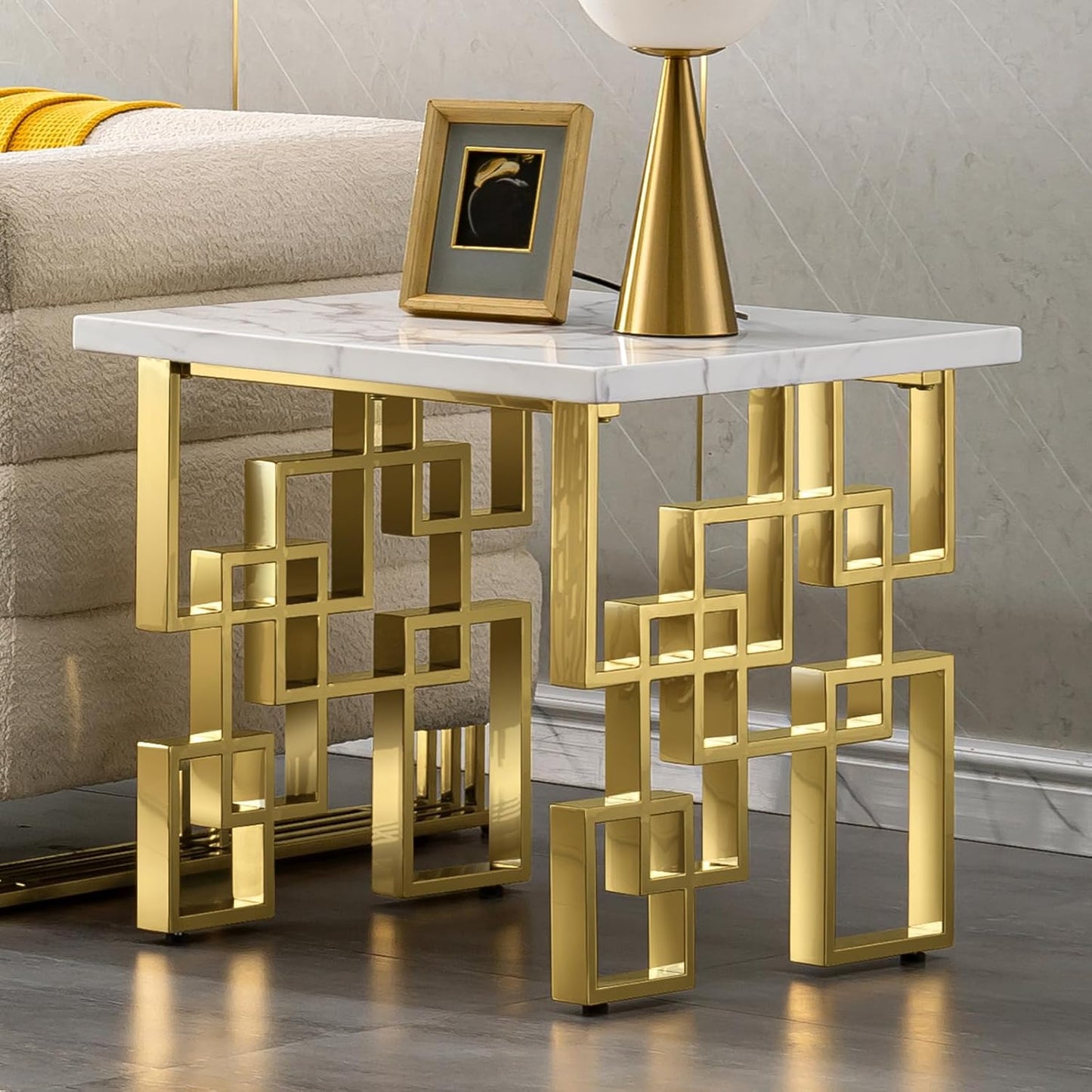 End table with Glass Top Side Table