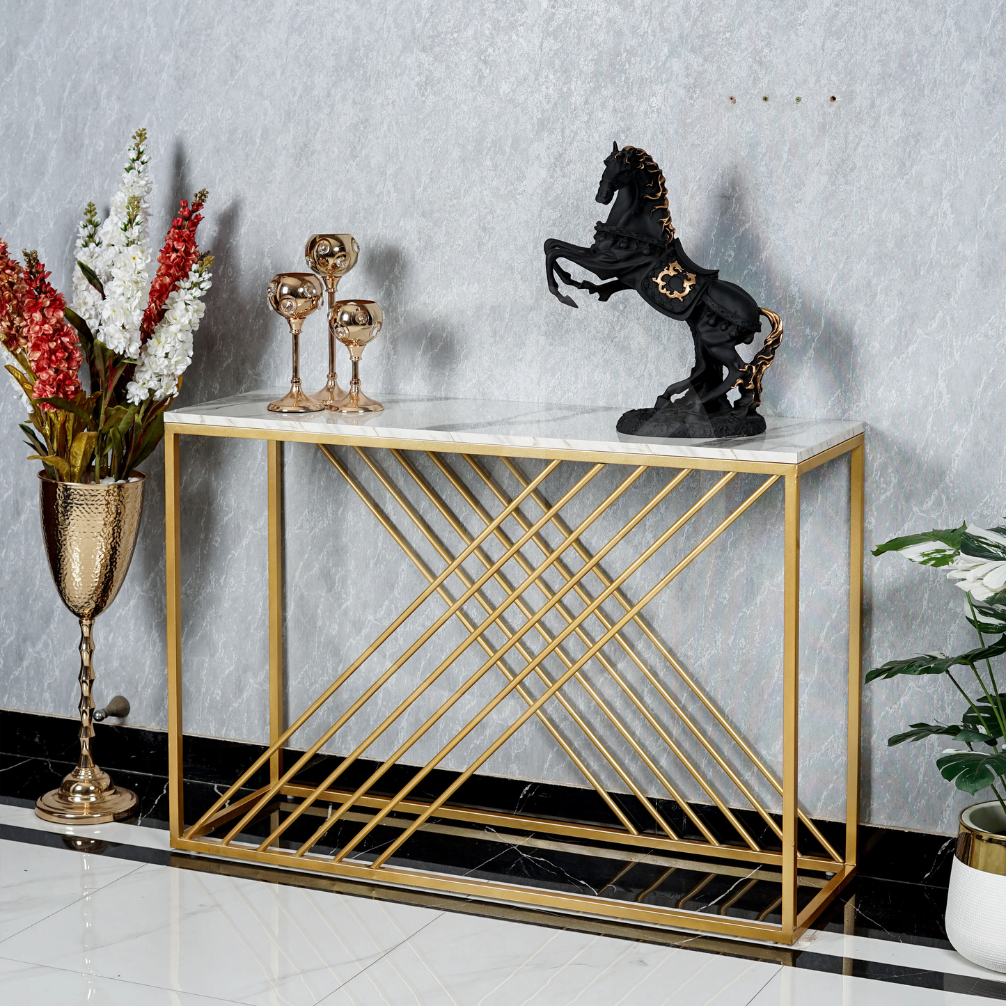 Diagonal-Pattern Console Table