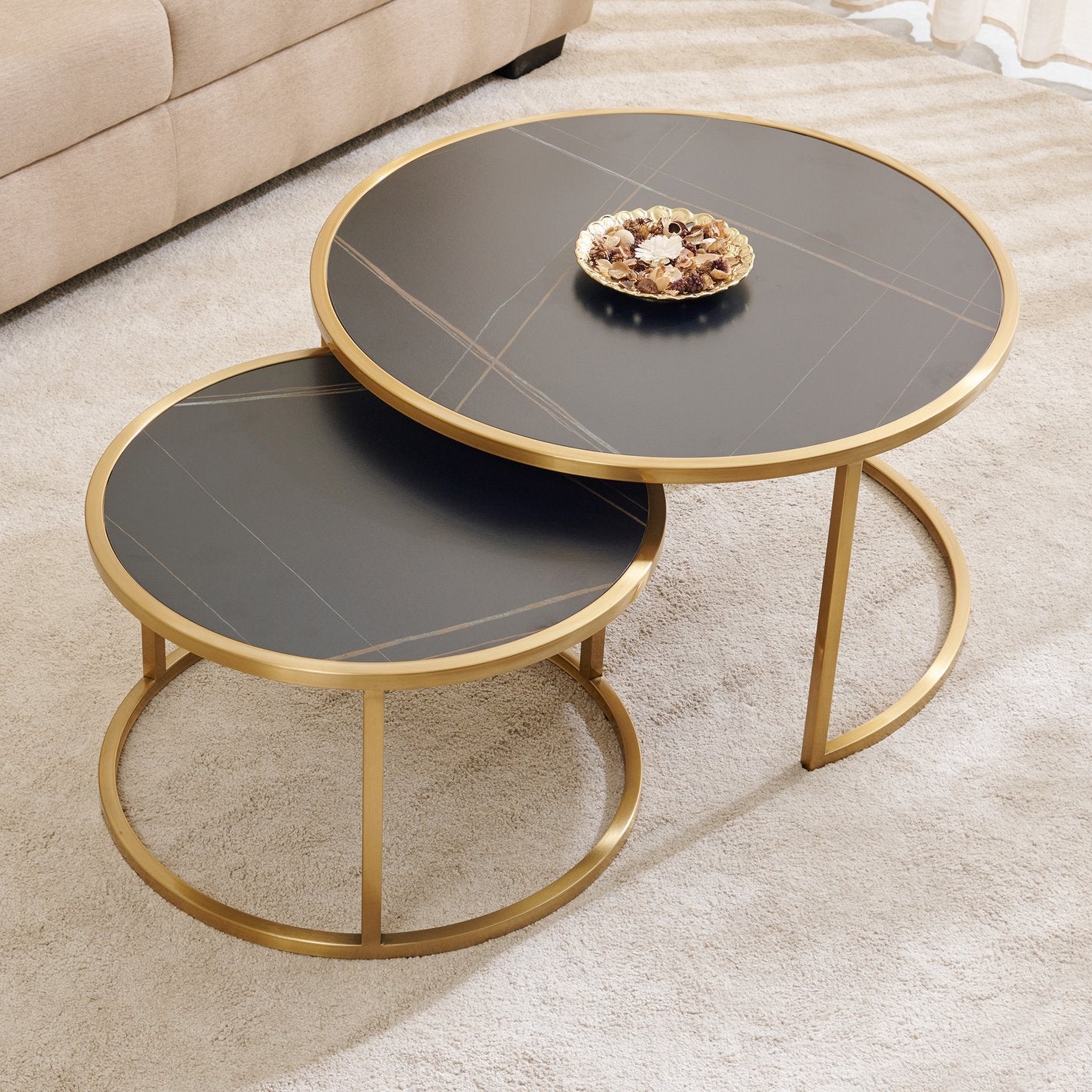 Coffee Table Nesting wIth Top Sturdy Metal Frame