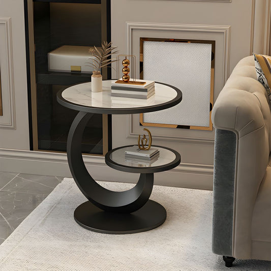 Modern Round Stone Top Side Table