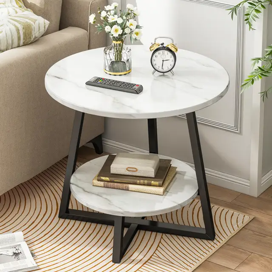 Modern Double Top Round Side Table