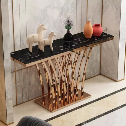 PVD Gold/Glossy Rose Gold Console Table