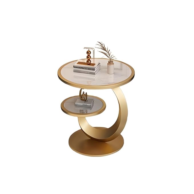 Modern Round Stone Top Side Table