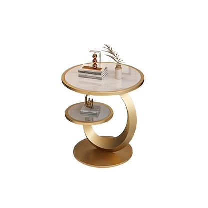 Modern Round Stone Top Side Table