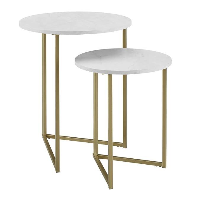 Modern Round Metal Base Nesting Side Tables Set