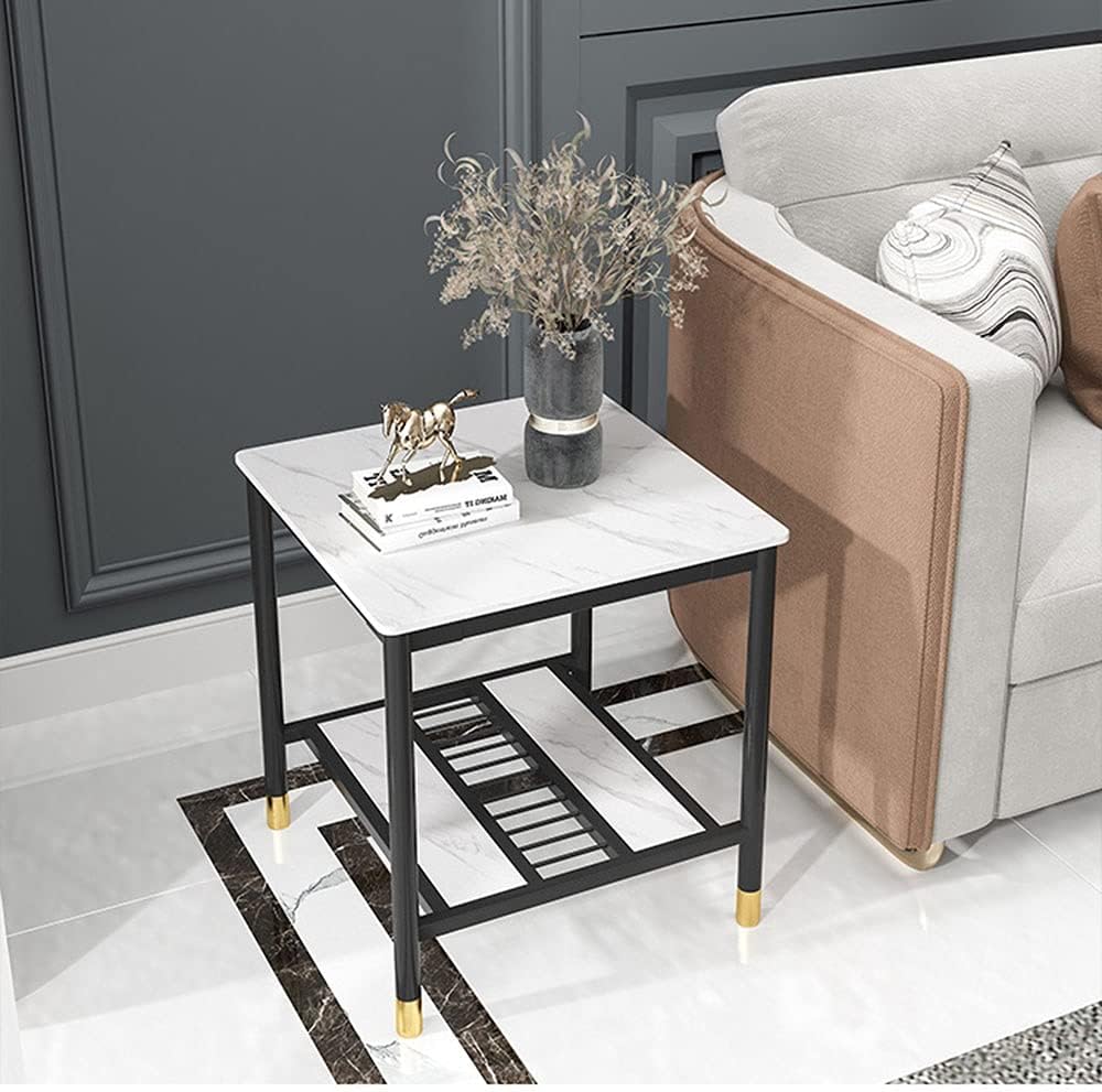 Faux Marble Side Table With Storage