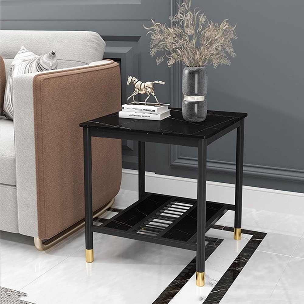 Faux Marble Side Table With Storage