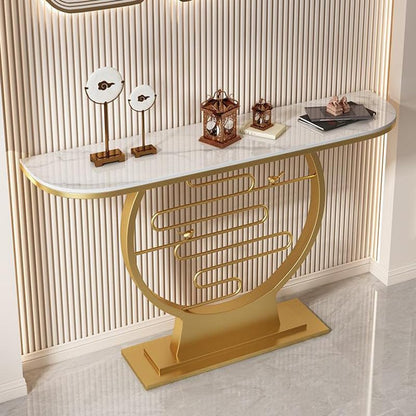 Scratch Resistant Glam Stone/Metal Entrance Table Modern Abstract Console Table