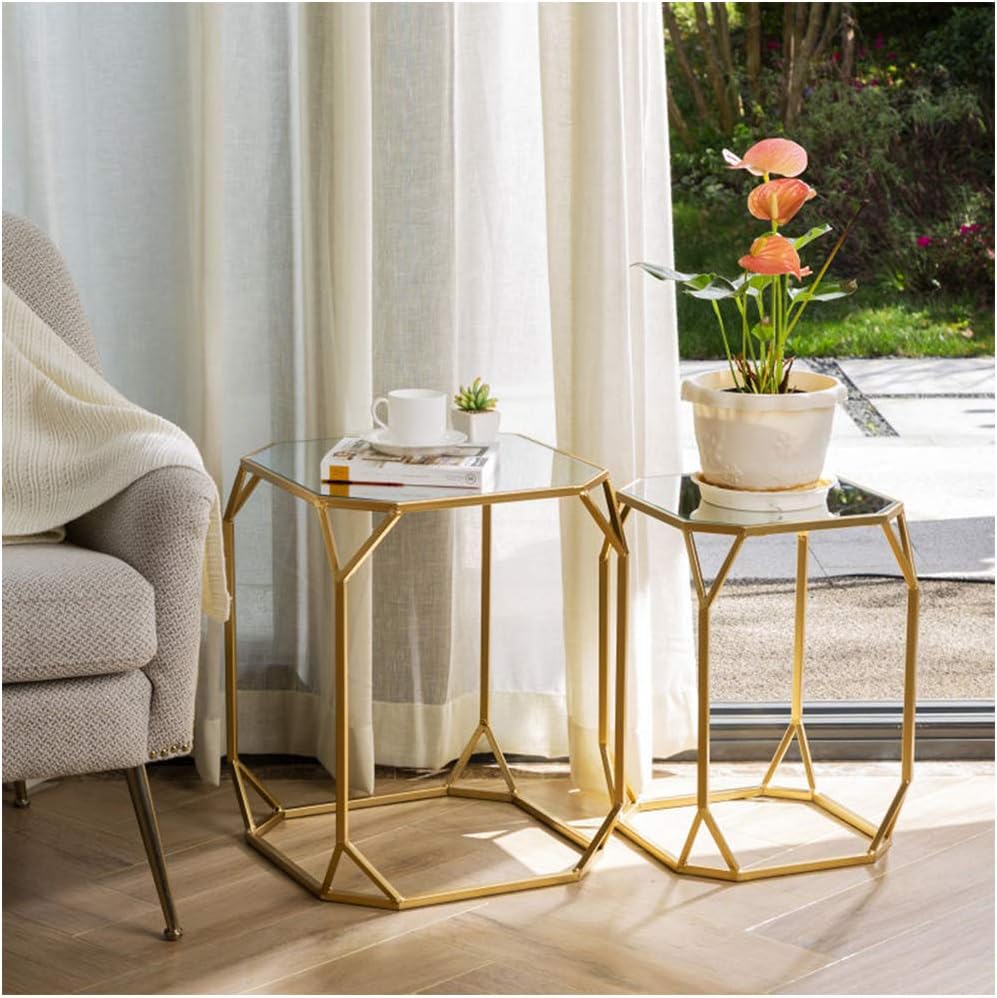 Huguley Glass Top Side Nesting Tables