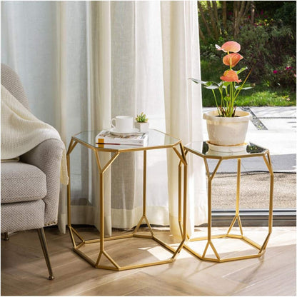 Huguley Glass Top Side Nesting Tables