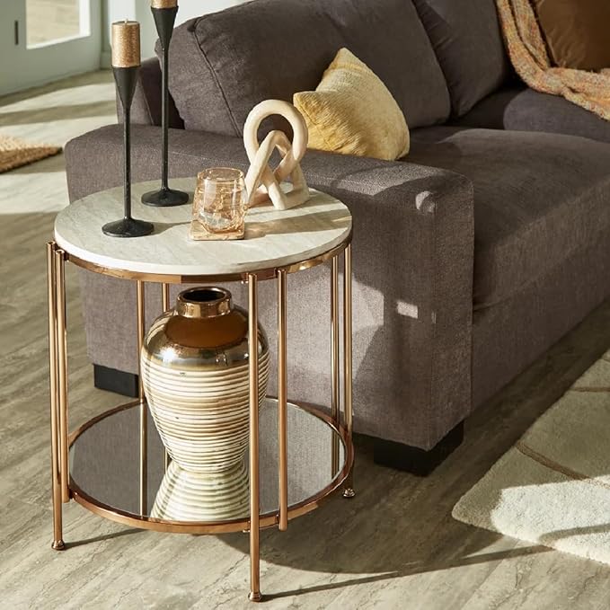 Handmade Set of 2 Gold Nesting Side Tables
