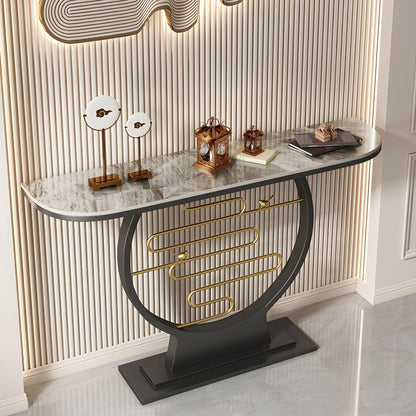 Scratch Resistant Glam Stone/Metal Entrance Table Modern Abstract Console Table