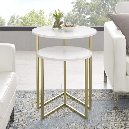 Modern Round Metal Base Nesting Side Tables Set