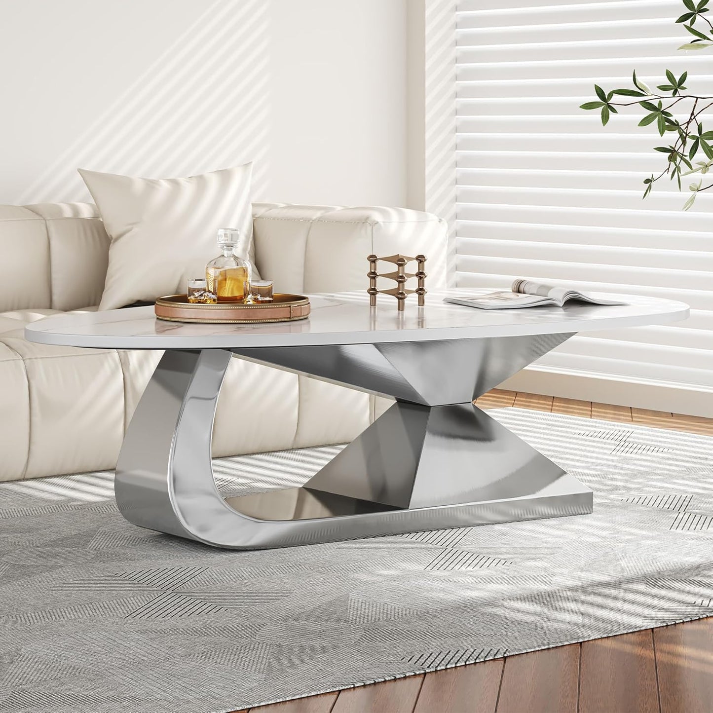 Pedestal Oval  Premium Coffee Table