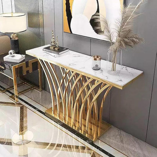 PVD Gold/Glossy Rose Gold Console Table