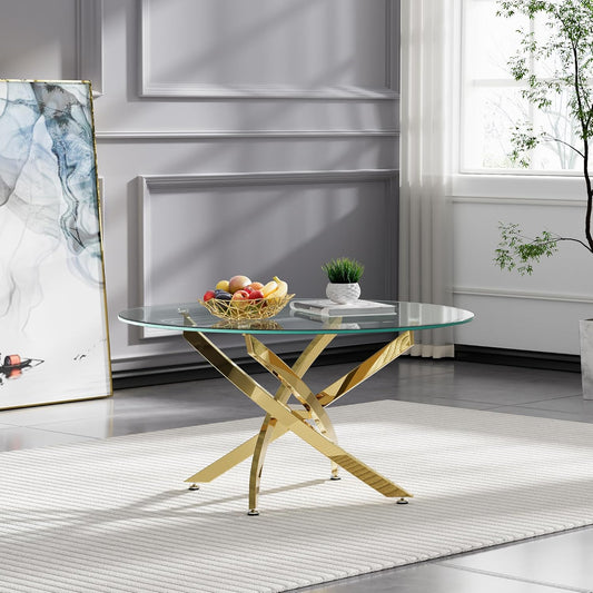 Glass X & Cross Legs Coffee Tables