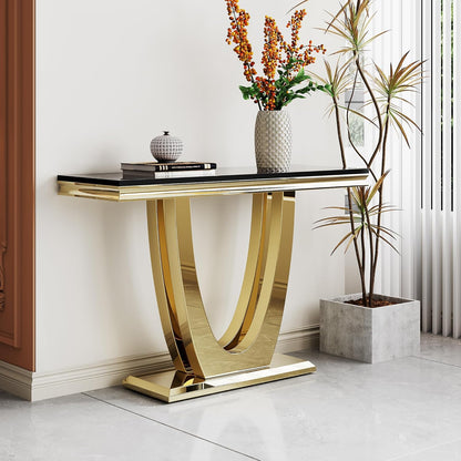 Marble Console Table,Modern Rectangular Luxury Marble Entryway Sofa Table