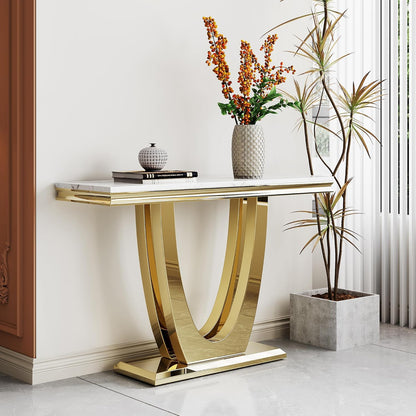 Marble Console Table,Modern Rectangular Luxury Marble Entryway Sofa Table