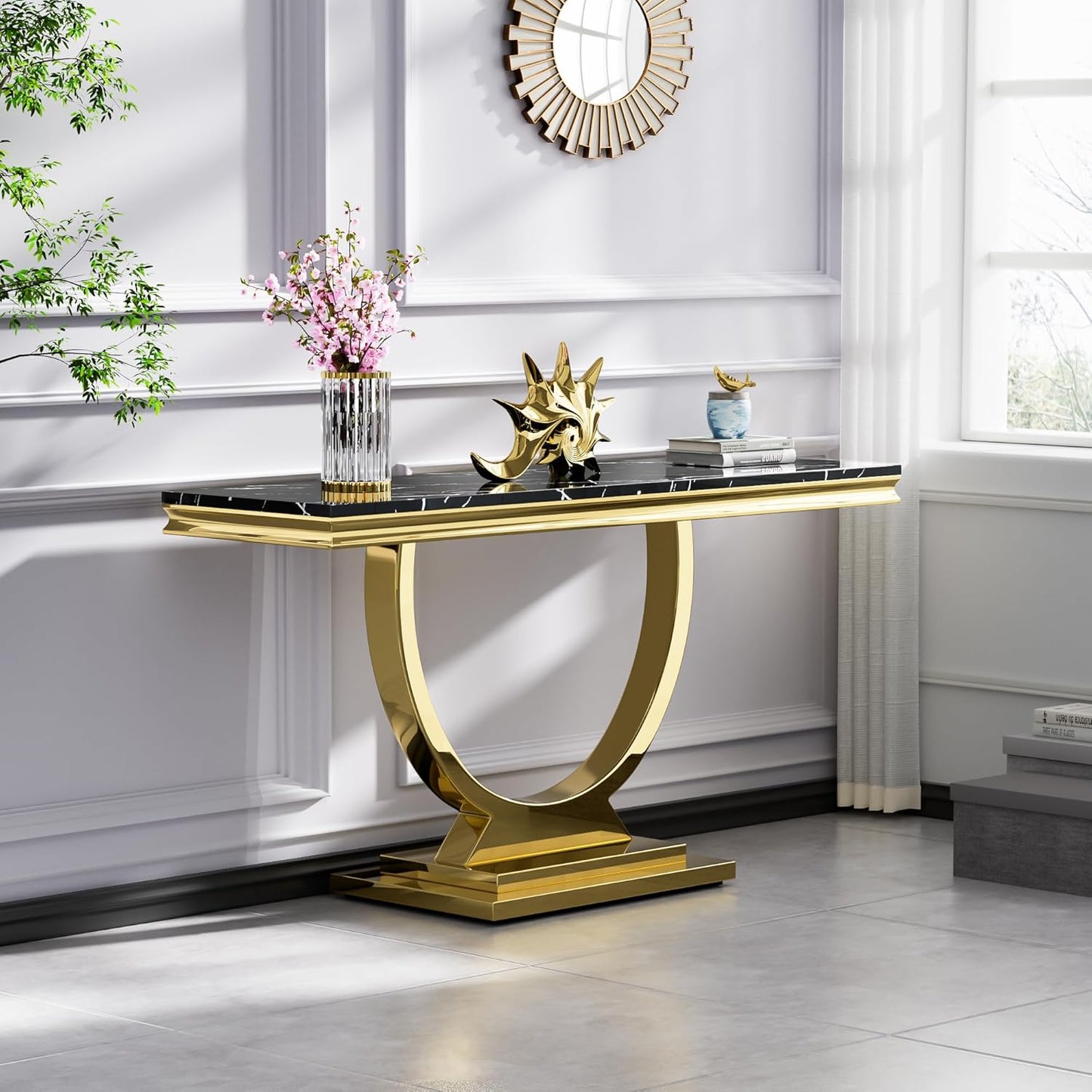Console Tables with Gold/Chrome Legs
