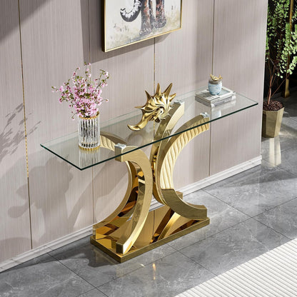Glass Console Table with Unique Shapes