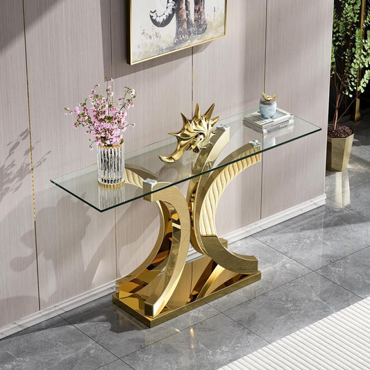 Glass Console Table with Unique Shapes