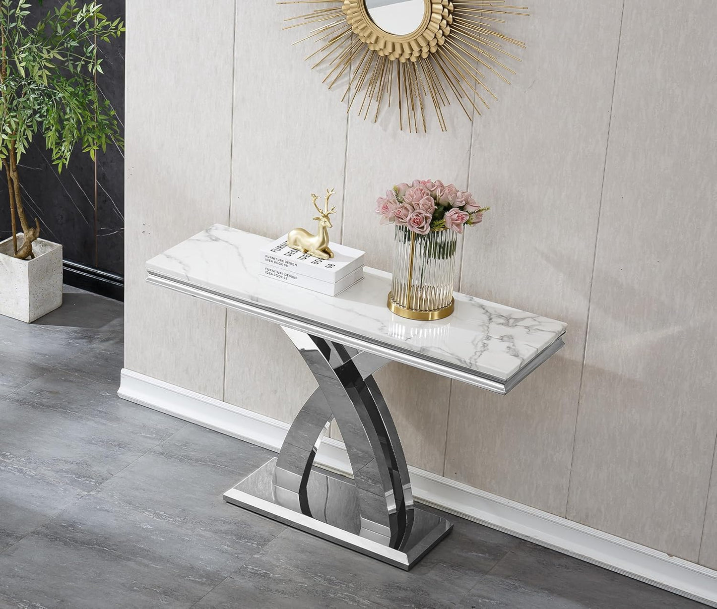 Faux Marble Console Table