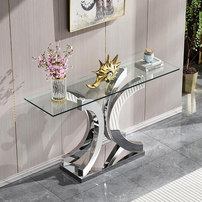 Glass Console Table with Unique Shapes