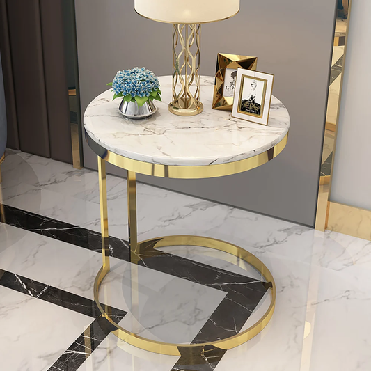 Round Dual Circle Single Side Table