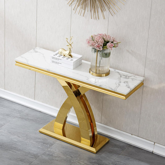 Faux Marble Console Table