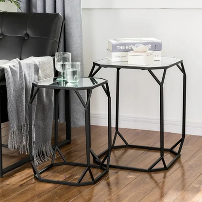 Huguley Glass Top Side Nesting Tables