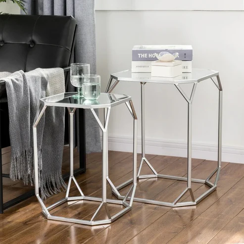 Huguley Glass Top Side Nesting Tables