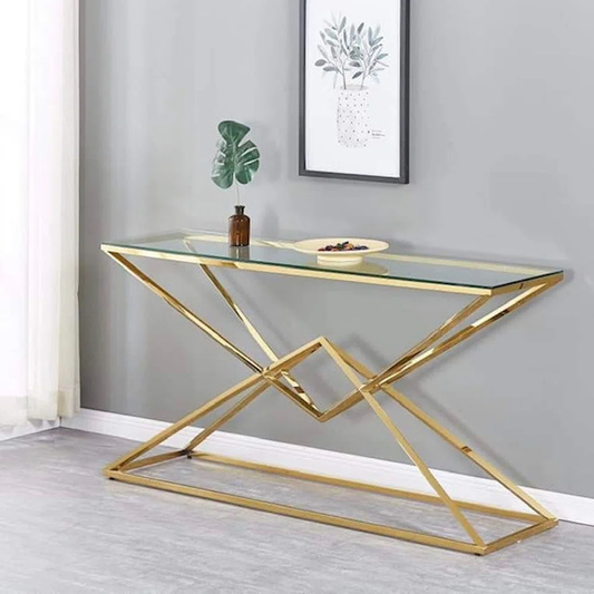Narrow Rectangular Temperd Console Table
