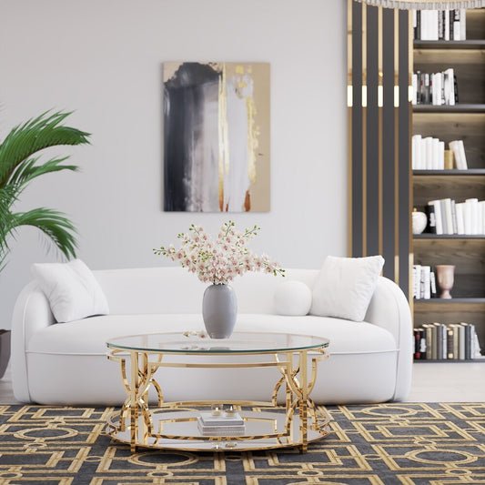 Round Center Coffee Table With Shelf
