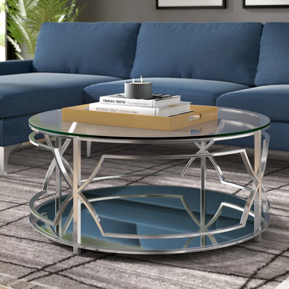 Round Center Coffee Table With Shelf