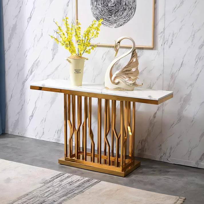 Console Table Gold/Glossy Rose Gold Frame
