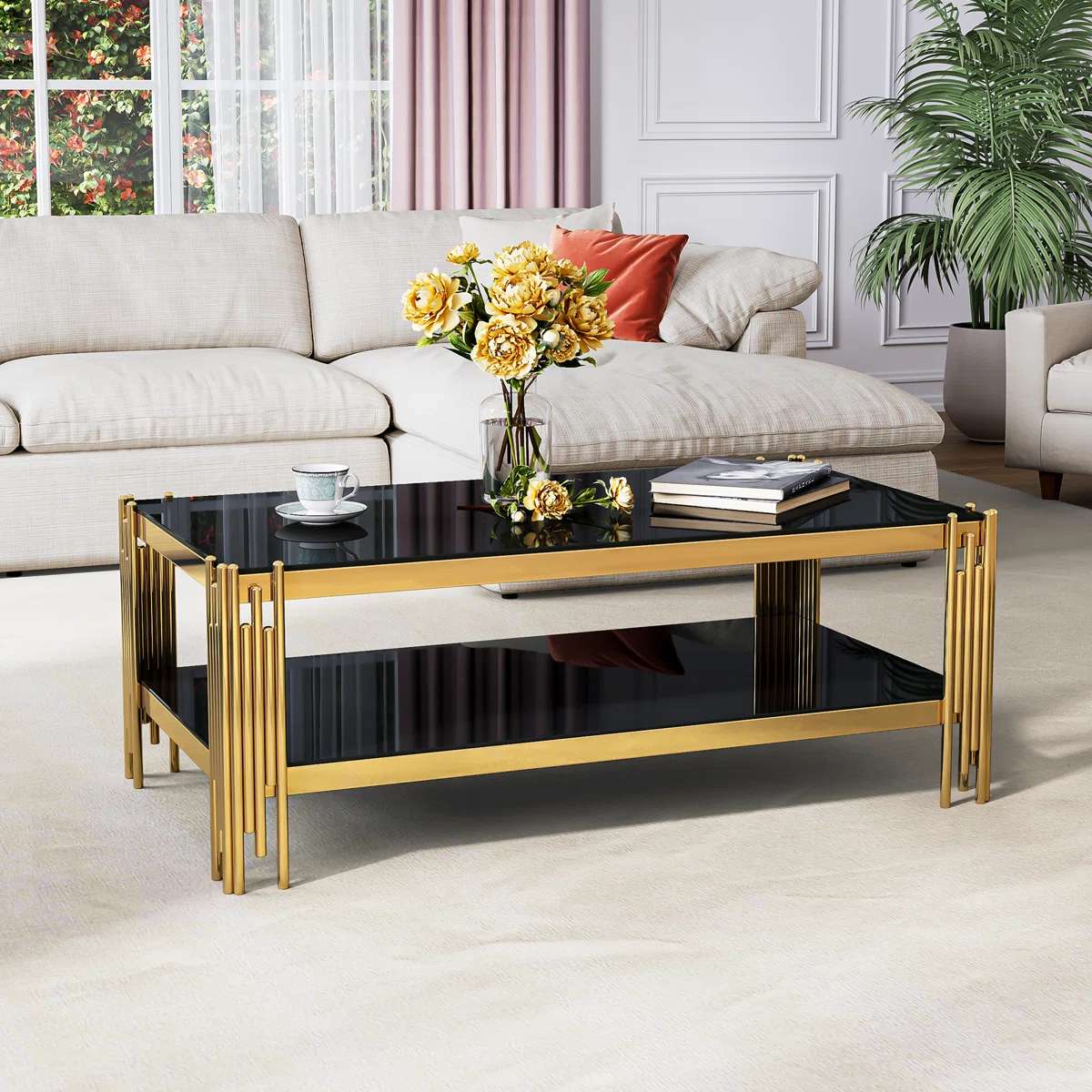 Rectangle Coffee Table With Shelf