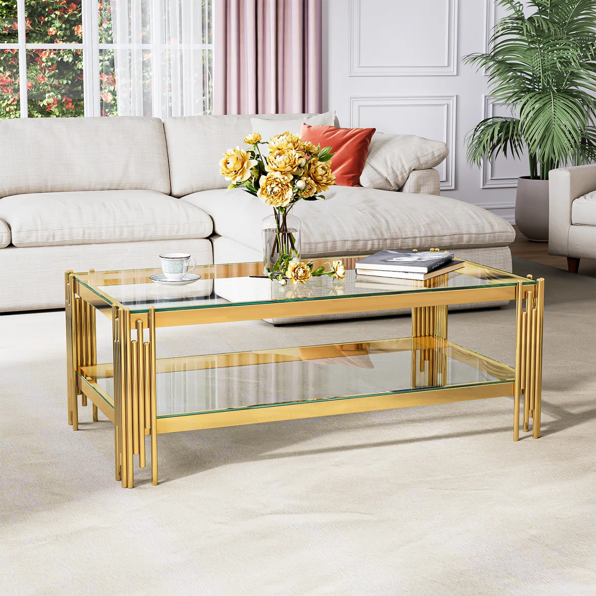 Rectangle Coffee Table With Shelf