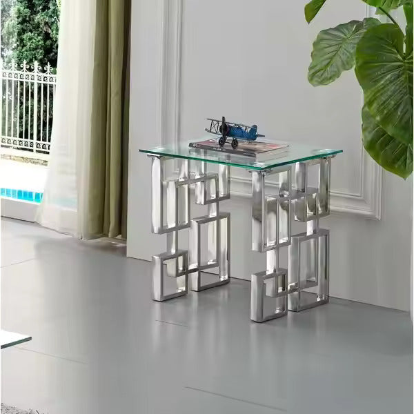 End table with Glass Top Side Table