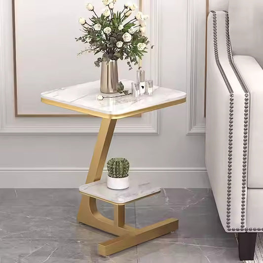 Marble Bedside Table Metal Frame With Storage