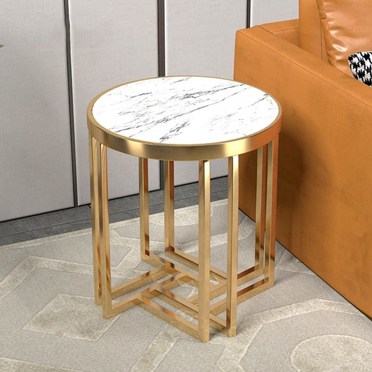 Drum Side Table with 4 Strips