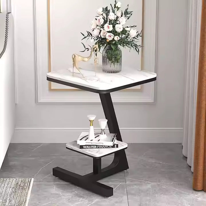 Marble Bedside Table Metal Frame With Storage