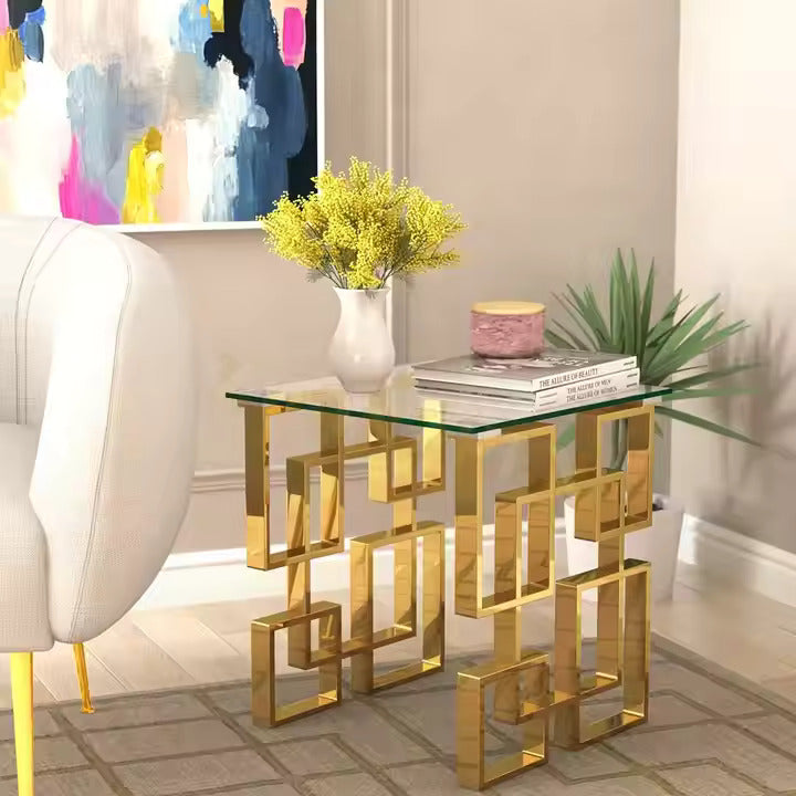 End table with Glass Top Side Table