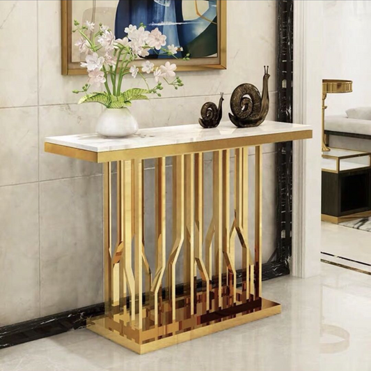Console Table Gold/Glossy Rose Gold Frame
