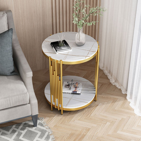 2 Tier Round Side Table With 3 Strip