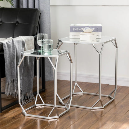 Huguley Glass Top Side Nesting Tables