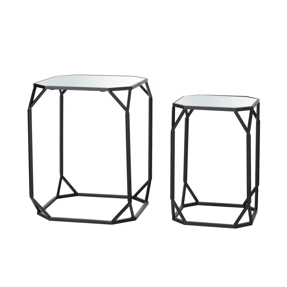 Huguley Glass Top Side Nesting Tables