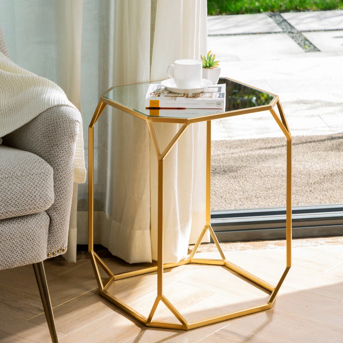 Huguley Glass Top Side Nesting Tables
