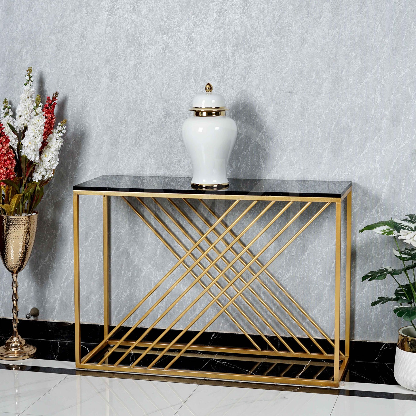 Diagonal-Pattern Console Table